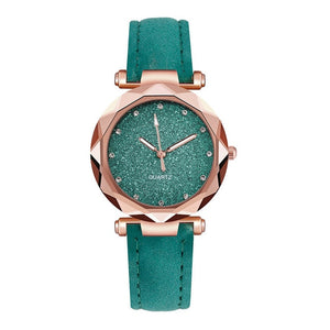 Casual Women Romantic Starry Sky Wrist Watch Leather Rhinestone Designer Ladies Clock Simple Dress Gfit  Montre Femme@50