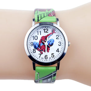 2019 New Cartoon Children Watches Princess Girls Kids Watch Spiderman Boys Students Quartz Clock Fashion Leather Wristwatch