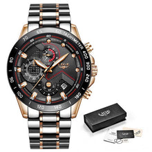 Load image into Gallery viewer, LIGE 2019 New Fashion Mens Watches with Stainless Steel Top Brand Luxury Sports Chronograph Quartz Watch Men Relogio Masculino