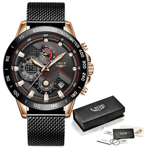 LIGE 2019 New Fashion Mens Watches with Stainless Steel Top Brand Luxury Sports Chronograph Quartz Watch Men Relogio Masculino