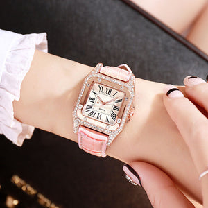 Women diamond Watch starry Luxury Bracelet set Watches Ladies Casual Leather Band Quartz Wristwatch Female Clock zegarek damski
