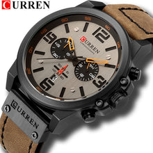 Load image into Gallery viewer, CURREN Mens Watches Top Luxury Brand Waterproof Sport Wrist Watch Chronograph Quartz Military Genuine Leather Relogio Masculino