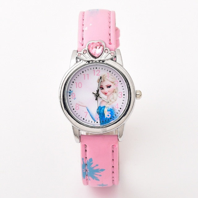 New Style Princess Elsa Child Watches Cartoon Anna Crystal Princess Kids Watch For Girls Student Children Clock Wrist Watches