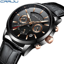 Load image into Gallery viewer, CRRJU New Fashion Men Watches Analog Quartz Wristwatches 30M Waterproof Chronograph Sport Date Leather Band Watches montre homme