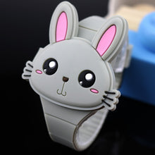 Load image into Gallery viewer, Lovely Rabbit Cartoon Children Watches Flip Cover Rubber Electronic Kids Watch for Boy Student Girls Clock Reloj Infantil Saati