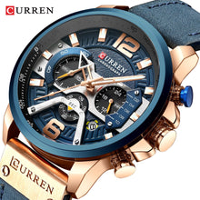 Load image into Gallery viewer, CURREN Watch Mens Watches Top Brand Luxury Men Casual Leather Waterproof Chronograph Men Sport Quartz Clock Relogio Masculino