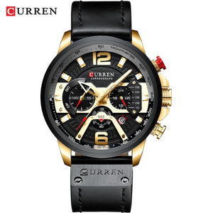 CURREN Watch Mens Watches Top Brand Luxury Men Casual Leather Waterproof Chronograph Men Sport Quartz Clock Relogio Masculino